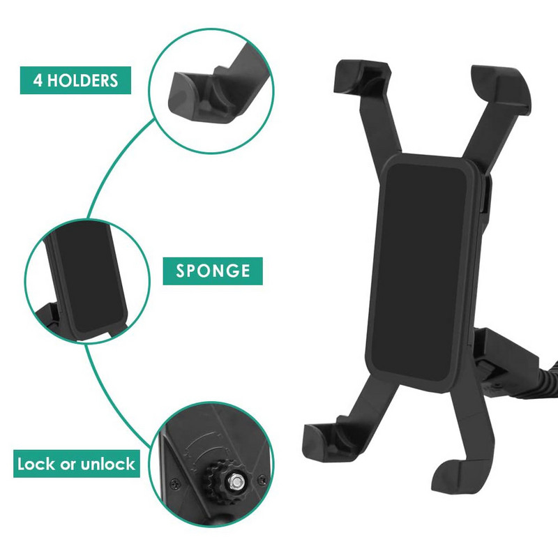 Suport pentru telefon mobil pentru motociclete Untoom Oglinda retrovizoare pentru motociclete Suport de reglare Suport pentru telefon mobil de 3,5-6,5 inci