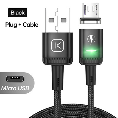 KUULAA LED Μαγνητικό καλώδιο USB 3A Γρήγορη φόρτιση Τύπος C Καλώδιο μαγνητικός φορτιστής Καλώδιο Micro USB για iPhone xiaomi poco καλώδιο samsung