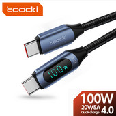 Toocki 100W Display Cablu USB C la USB C Cablu PD pentru încărcător rapid Cablu tip C la tip C pentru Xiaomi Poco Samsung Huawei MacBook iPad