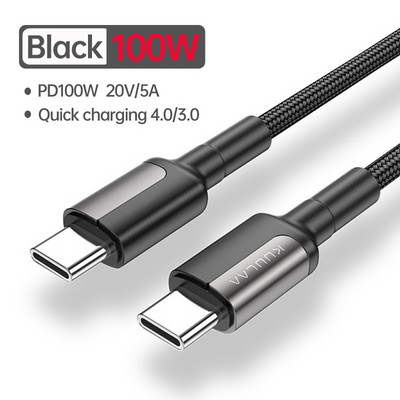 KUULAA 100W USB C σε Καλώδιο USB Τύπου C USBC PD 5A Καλώδιο γρήγορης φόρτισης Καλώδιο USB-C Type-c για Samsung S20 MacBook iPad Huawei Xiaomi