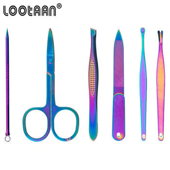 Rainbow Nail Pusher Tweezer Trimmer Plier Edge Cutter Dead Skin Remover Clipper Nail Art Tool