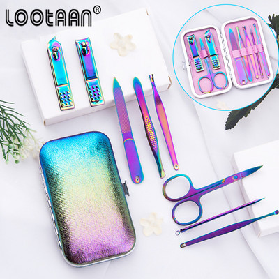 Rainbow Nail Тласкач за кутикула Пинсета Тример от неръждаема стомана Клещи Режещи ръбове Машинка за премахване на мъртва кожа Инструмент за ноктопластика