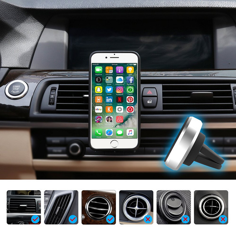 Magnetický držiak na telefón do auta Untoom pre iPhone X Xs Max 7 8 Magnetický držiak do vetracieho otvoru pre Samsung S9 S8 v aute Stojan na mobilný telefón
