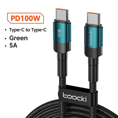 Toocki 100W USB Type C σε USB C Καλώδιο PD Φορτιστής γρήγορης φόρτισης Type-C Καλώδιο καλωδίου για Macbook Samsung Xiaomi USBC Cable 1M 2M 3M