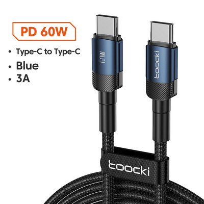 Toocki 100W USB Type C σε USB C Καλώδιο PD Φορτιστής γρήγορης φόρτισης Type-C Καλώδιο καλωδίου για Macbook Samsung Xiaomi USBC Cable 1M 2M 3M