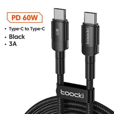 Toocki 100W USB Type C σε USB C Καλώδιο PD Φορτιστής γρήγορης φόρτισης Type-C Καλώδιο καλωδίου για Macbook Samsung Xiaomi USBC Cable 1M 2M 3M