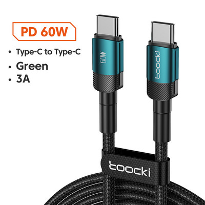 Toocki 100W USB Type C σε USB C Καλώδιο PD Φορτιστής γρήγορης φόρτισης Type-C Καλώδιο καλωδίου για Macbook Samsung Xiaomi USBC Cable 1M 2M 3M