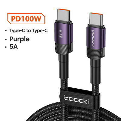 Toocki 100W USB Type C σε USB C Καλώδιο PD Φορτιστής γρήγορης φόρτισης Type-C Καλώδιο καλωδίου για Macbook Samsung Xiaomi USBC Cable 1M 2M 3M