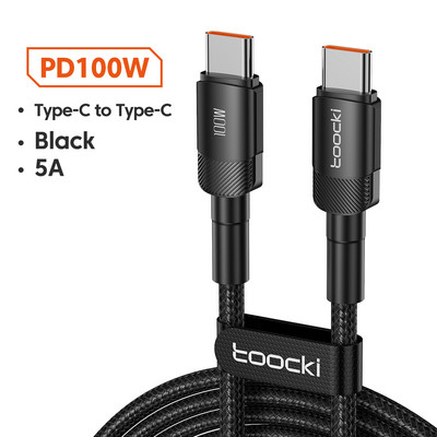 Toocki 100W USB Type C σε USB C Καλώδιο PD Φορτιστής γρήγορης φόρτισης Type-C Καλώδιο καλωδίου για Macbook Samsung Xiaomi USBC Cable 1M 2M 3M