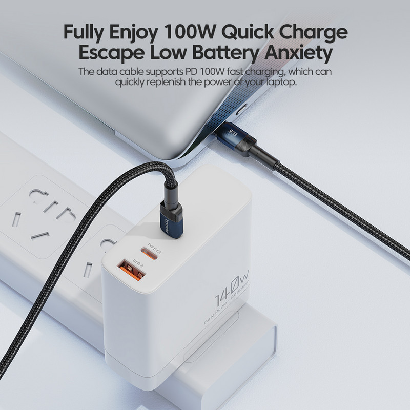 Toocki 100W USB Type C σε USB C Καλώδιο PD Φορτιστής γρήγορης φόρτισης Type-C Καλώδιο καλωδίου για Macbook Samsung Xiaomi USBC Cable 1M 2M 3M