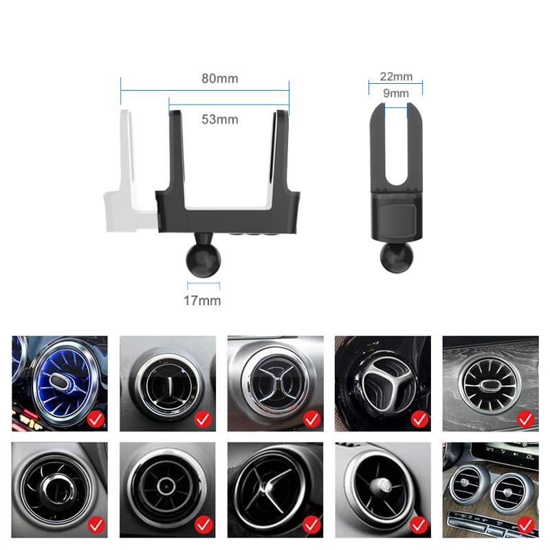 Suport cu clemă pentru aerisire rotundă pentru mașină Untoom, cap sferic universal de 17 mm pentru suport pentru telefon auto gravitațional Suport magnetic pentru telefon mobil