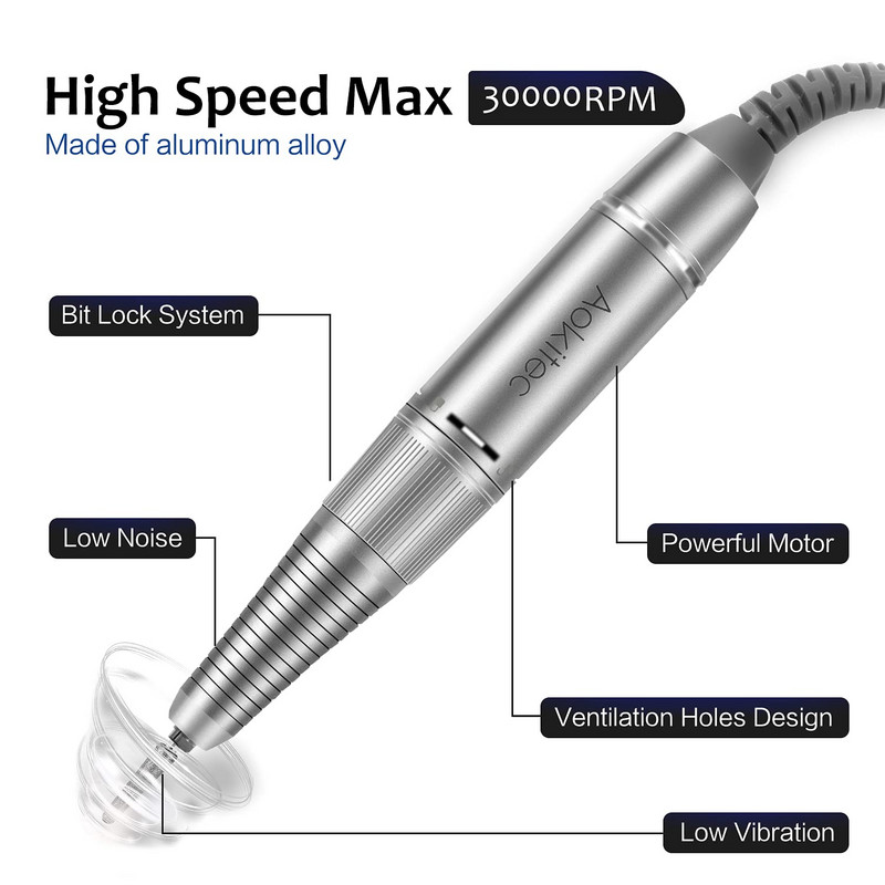 Aokitec Electric Nail Drill Portable Efile Nail File Kit for Acrylic Gel Nails 30000rpm Εργαλεία σχήματος στίλβωσης για μανικιούρ πεντικιούρ