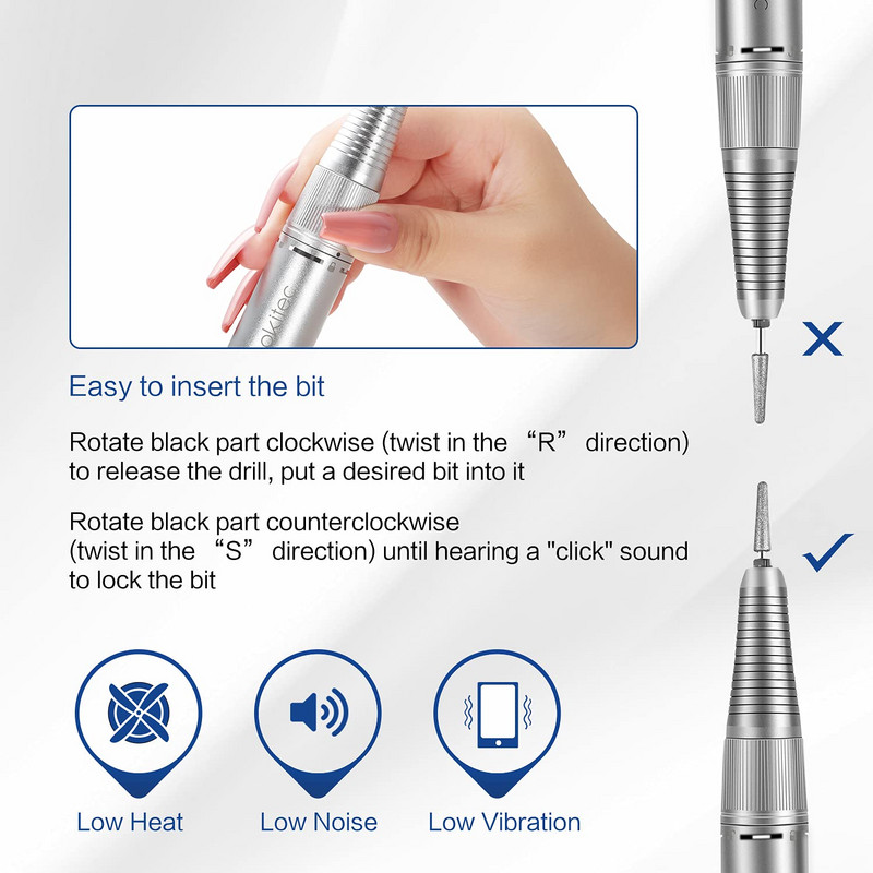 Aokitec Electric Nail Drill Portable Efile Nail File Kit for Acrylic Gel Nails 30000rpm Εργαλεία σχήματος στίλβωσης για μανικιούρ πεντικιούρ