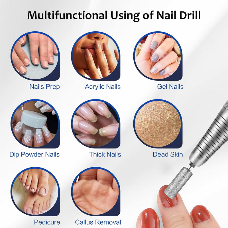Aokitec Electric Nail Drill Portable Efile Nail File Kit for Acrylic Gel Nails 30000rpm Εργαλεία σχήματος στίλβωσης για μανικιούρ πεντικιούρ