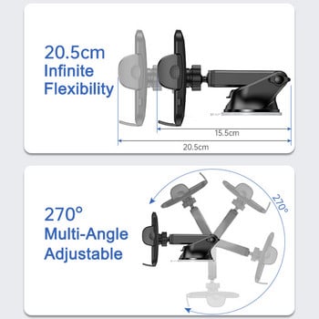 Untoom Стойка за автомобилен държач за телефон 360° Стойка за табло за предно стъкло Универсална поддръжка за мобилен мобилен телефон за iPhone 13 12Pro Max