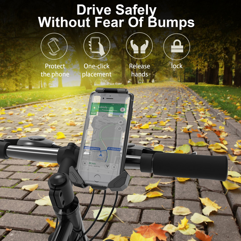 Suport telefon pentru bicicletă Untoom Suport universal pentru telefon pentru bicicletă pentru suport pentru telefon mobil de 4,5-7 inci Suport pentru ghidon de motocicletă Agrafe GPS