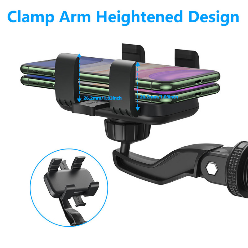 Untoom Car Rearview Mirror Βάση τηλεφώνου Βάση κινητού τηλεφώνου για πίσω μαξιλάρι αυτοκινήτου GYM Διάδρομος αυτοκινήτου Πίσω κάθισμα Τηλέφωνο GPS Στήριγμα