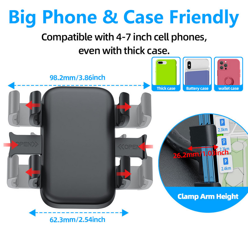 Untoom Car Rearview Mirror Βάση τηλεφώνου Βάση κινητού τηλεφώνου για πίσω μαξιλάρι αυτοκινήτου GYM Διάδρομος αυτοκινήτου Πίσω κάθισμα Τηλέφωνο GPS Στήριγμα