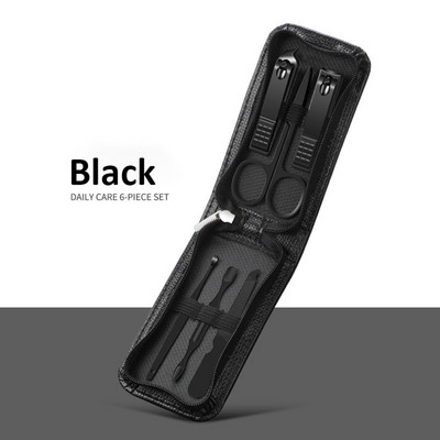 6 τμχ Φορητά σετ μανικιούρ Πολυτελή σετ πεντικιούρ Φωτεινό μαύρο Σετ νυχοκόπτη Εργαλεία προσωπικής περιποίησης Ψαλίδι φρυδιών 2023