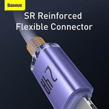 Baseus USB кабел за iPhone 14 13 12 11 Pro Xs Max X Xr 8 7 Plus 2.4A бързо зареждане Кабел за зарядно устройство за iPad Pro Кабел за данни 2M