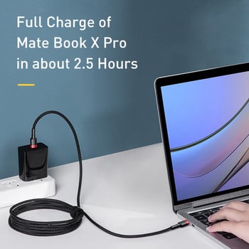 Baseus USB C към USB Type C кабел за MacBook Pro Quick Charge 3.0 100W PD Fast Charging за Samsung Xiaomi mi Charge Cable