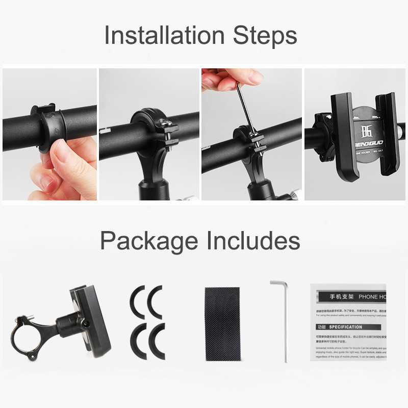 Suport telefon pentru biciclete Untoom Suport pentru telefon mobil pentru motocicletă Suport pentru scuter pentru ghidon de bicicletă Clip pentru iPhone Samsung Xiaomi Suport GPS