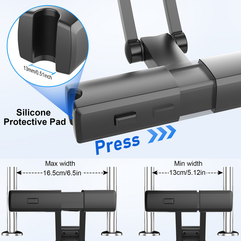 Untoom držač za telefon na stražnjem sjedalu automobila, 360° rotacija, držač za stražnji jastuk za automobil za 4-12,9 inčni tablet, mobitel, držač za glavu u automobilu
