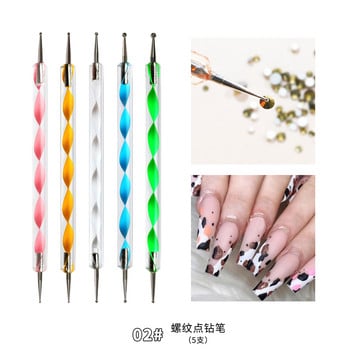 Misscheering Professional Nail Art Brushes Dotting Tools Kit For Manicure Liner Rhinestone Acrylic Paint Brush