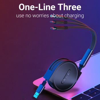 3 В 1 Кабел за бързо зареждане Кабел за данни за Micro Type C USB зарядно кабел Кабел за Huawei OPPO VIVO Xiaomi Samsung кабел за данни