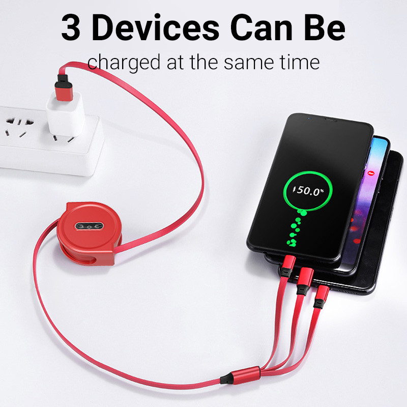 3 az 1-ben gyorstöltő kábel adatkábel Micro Type C USB töltőkábelhez Huawei OPPO VIVO Xiaomi Samsung adatkábelhez
