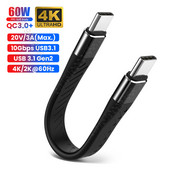 USB tip C na USB C 3.1 Gen2 10Gbps podatkovni kabel za MacBook Pro USB C PD 60W 3A QC3.0 brzo punjenje Video SSD kratka žica za USB kabel