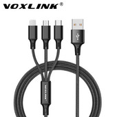 VOXLINK 3 az 1-ben USB kábel iPhone XS Max XR X 8 7 töltő töltőhöz Micro USB kábel Android USB C típusú mobiltelefon kábelekhez