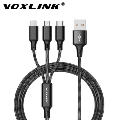 VOXLINK 3 u 1 USB kabel za iPhone XS Max XR X 8 7 Punjač za punjenje Micro USB kabel za Android USB tip C Kabeli za mobilne telefone
