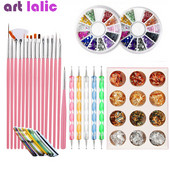 Set za ukrašavanje noktiju Alati za ukrašavanje Kotačić s dijamantima Naljepnice Linija Traka Folije Naljepnice Četke Olovke za točkice Alat za manikuru