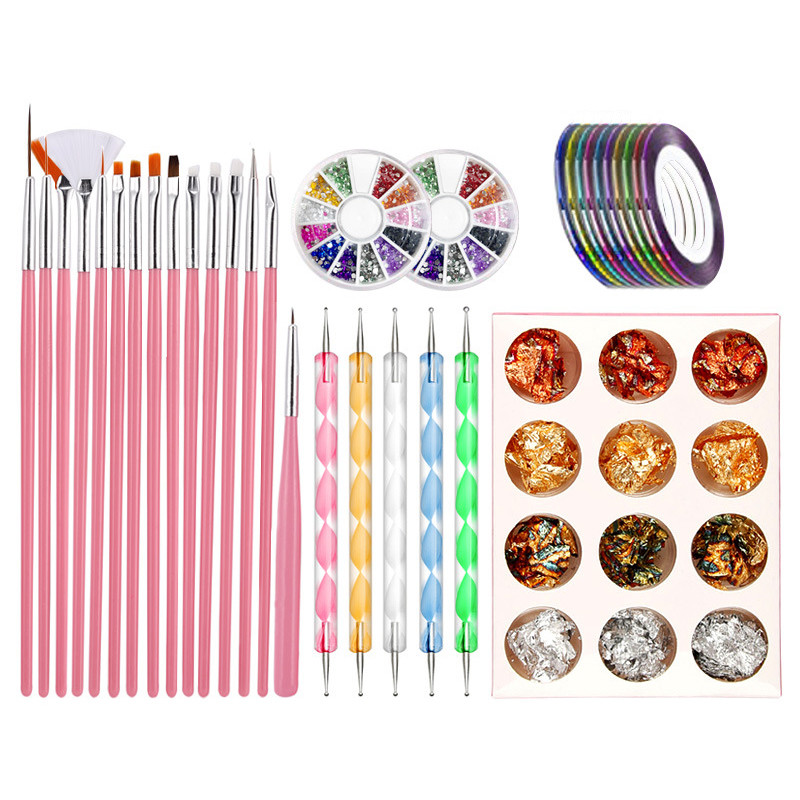 Set za ukrašavanje noktiju Alati za ukrašavanje Kotačić s dijamantima Naljepnice Linija Traka Folije Naljepnice Četke Olovke za točkice Alat za manikuru