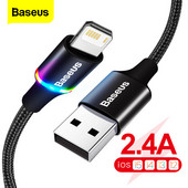Baseus LED USB kabel za iPhone 13 12 11 Pro Xs Max X Xr 8 7 6 Punjač za brzo punjenje Podatkovni kabel mobilnog telefona za iPad Žičani kabel