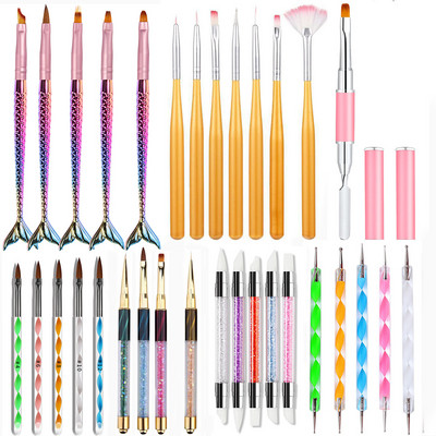 1 set UV gel kist za crtanje noktiju Olovka za crtanje crtanja Set za slikanje DIY dizajn Alati za crtanje noktiju Dodaci za manikuru