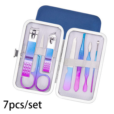 Set za manikuru Profesionalne škare za nokte Komplet rezača za manikuru Klješta od nehrđajućeg čelika Trimer za pedikuru Set alata za nokte 7kom/komplet