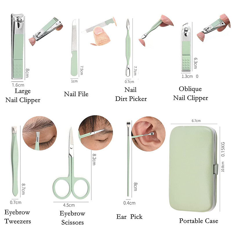 Set za manikuru Profesionalne škare za nokte Komplet rezača za manikuru Klješta od nehrđajućeg čelika Trimer za pedikuru Set alata za nokte 7kom/komplet