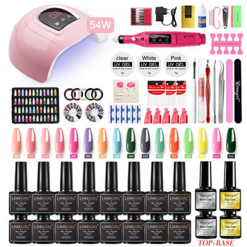 Σετ νυχιών με UV Led Nail Lamp Εργαλεία Μανικιούρ Σετ 16&10 Color Gel Varnish και 15000RPM Nail Drill Machine Nail Art Kit