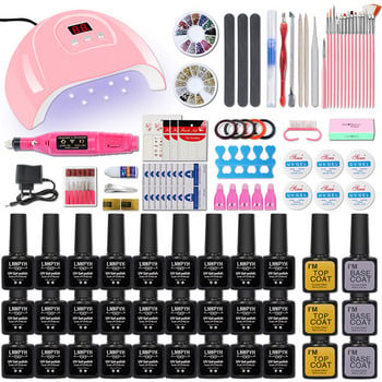 54W UV LED Lamp Στεγνωτήρας νυχιών και Nail Gel Polish Kit Soak Off Σετ μανικιούρ ηλεκτρικό σετ νυχιών τρυπάνι For Nail Art Tools