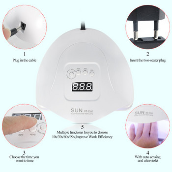 54W UV LED Lamp Στεγνωτήρας νυχιών και Nail Gel Polish Kit Soak Off Σετ μανικιούρ ηλεκτρικό σετ νυχιών τρυπάνι For Nail Art Tools