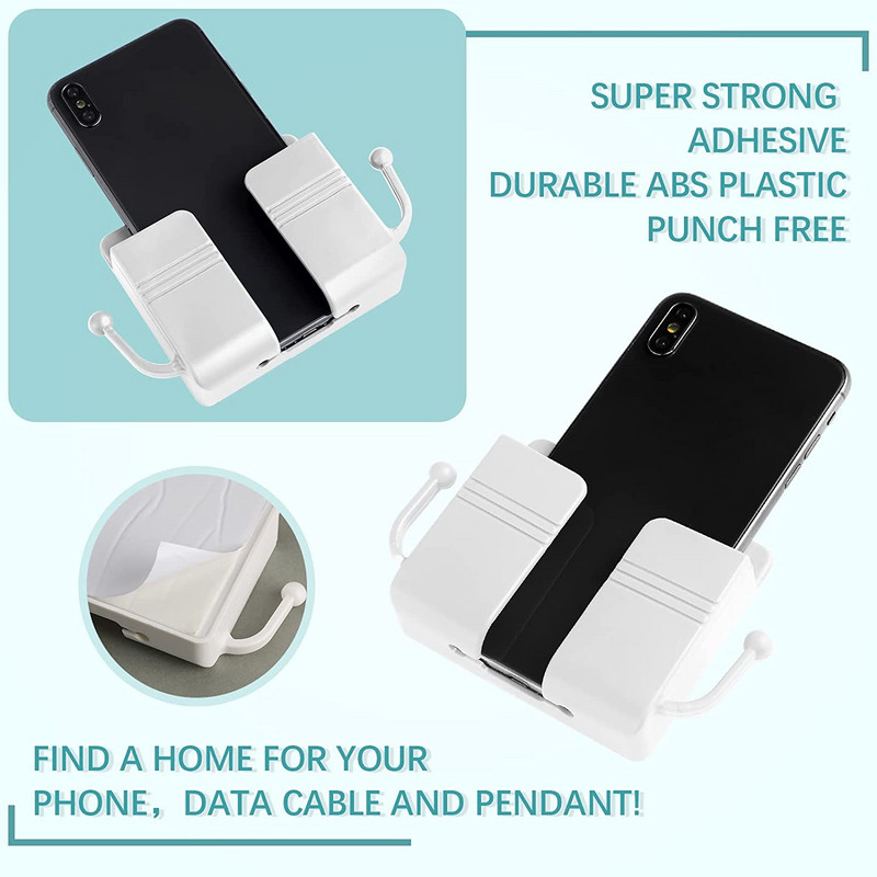 Držiak na mobilný telefón, nástenný stojan, organizér, úložný stojan, držiaky, háčik na diaľkové ovládanie, stojan na mobil, nabíjanie