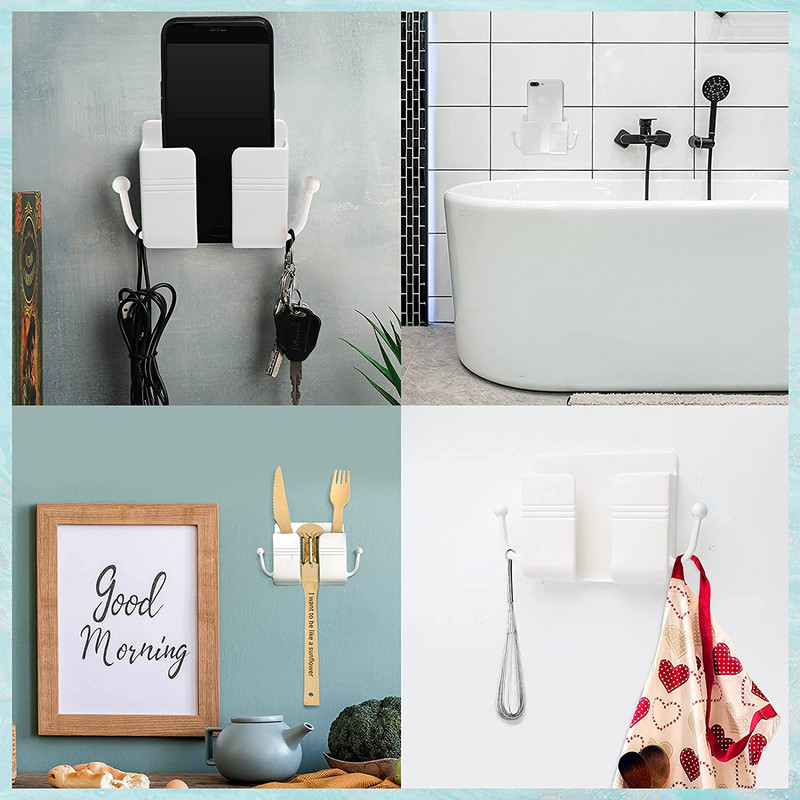 Držiak na mobilný telefón, nástenný stojan, organizér, úložný stojan, držiaky, háčik na diaľkové ovládanie, stojan na mobil, nabíjanie