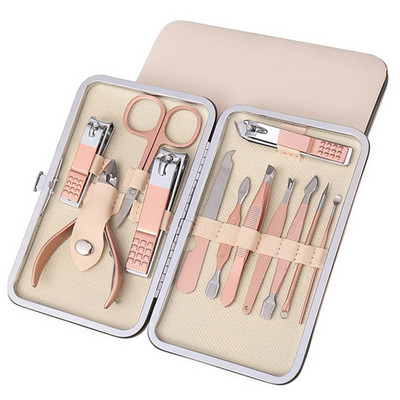 7/10/12/15/18Pcs/Set Komplet za nokte Profesionalni set od ružičastog zlata od nehrđajućeg čelika, višenamjenski set za manikuru s luksuznom putnom torbicom