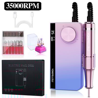 Mașină electrică de găurit unghii YOKEFELLOW 35000RPM cu afișaj LCD HD Pilă de unghii pentru manichiură pedichiură șlefuitor de unghii pentru uz casnic