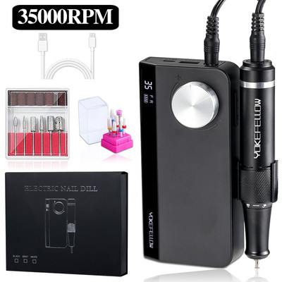Mașină electrică de găurit unghii YOKEFELLOW 35000RPM cu afișaj LCD HD Pilă de unghii pentru manichiură pedichiură șlefuitor de unghii pentru uz casnic