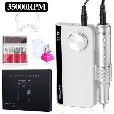 Mașină electrică de găurit unghii YOKEFELLOW 35000RPM cu afișaj LCD HD Pilă de unghii pentru manichiură pedichiură șlefuitor de unghii pentru uz casnic