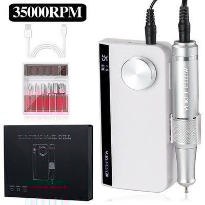 Mașină electrică de găurit unghii YOKEFELLOW 35000RPM cu afișaj LCD HD Pilă de unghii pentru manichiură pedichiură șlefuitor de unghii pentru uz casnic