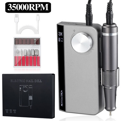 Mașină electrică de găurit unghii YOKEFELLOW 35000RPM cu afișaj LCD HD Pilă de unghii pentru manichiură pedichiură șlefuitor de unghii pentru uz casnic